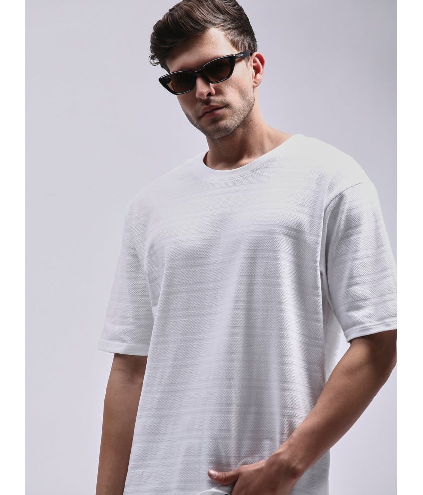     			Dillinger Cotton Oversized Fit Striped Half Sleeves Men's T-Shirt - White ( Pack of 1 )