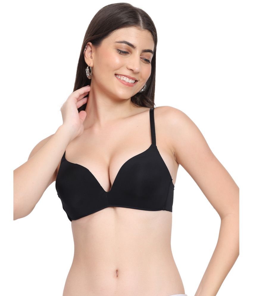     			PARKHA Nylon Heavily Padded Women's T-Shirt Bra ( Black )