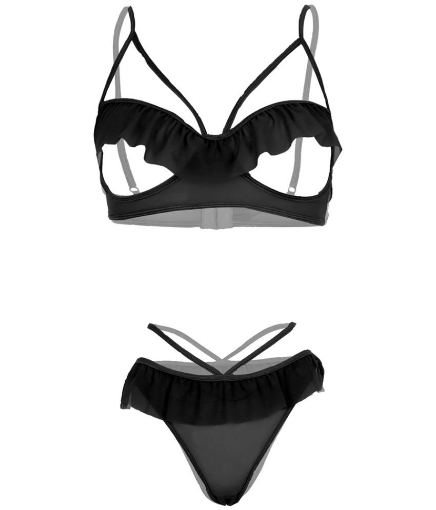     			Purble Black Polyester Women's Bra & Panty Set ( Pack of 1 )