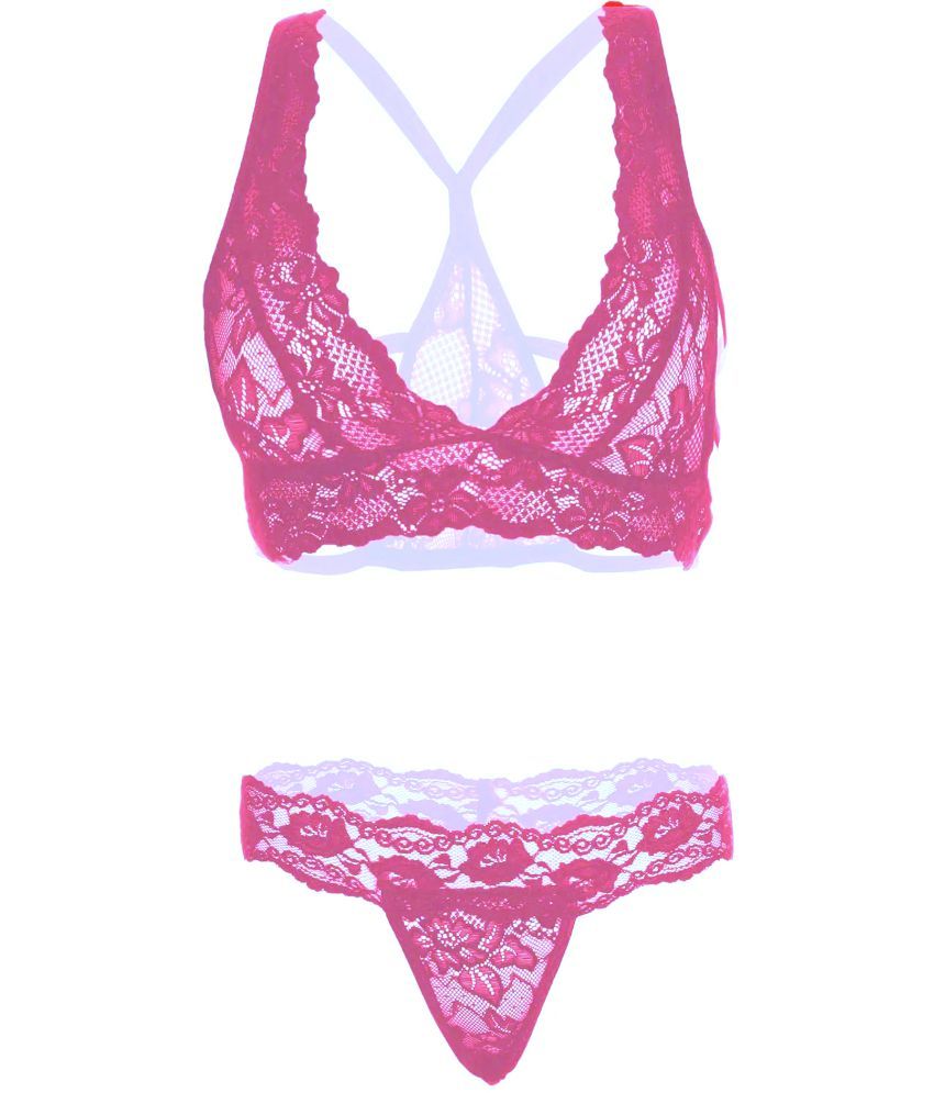     			Purble Lace Women's Bra & Panty Set ( Pink )