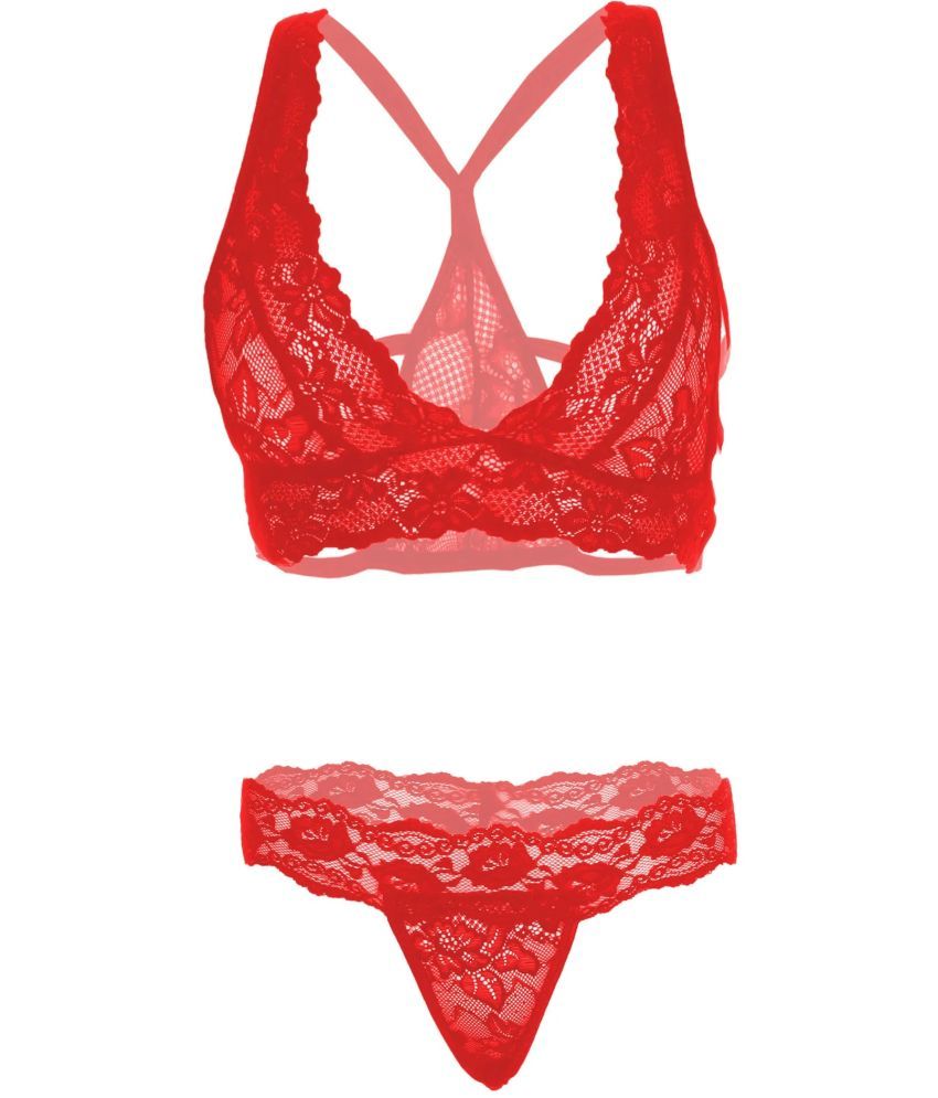     			Purble Red Lace Women's Bra & Panty Set ( Pack of 1 )