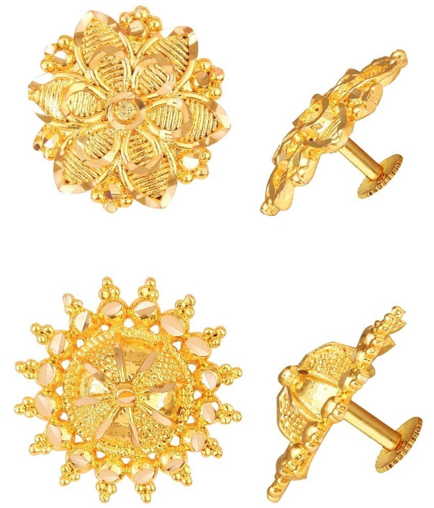     			VIVASTRI Golden Stud Earrings ( Pack of 2 )