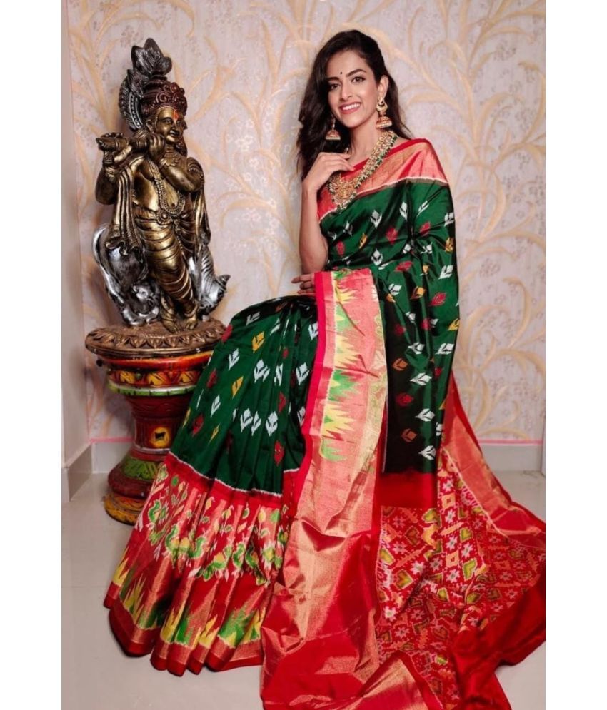     			Vkaran Cotton Silk Printed Saree With Blouse Piece - Red ( Pack of 1 )