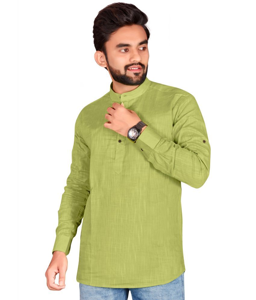     			allan peter Olive Green Cotton Men's Regular Kurta ( Pack of 1 )