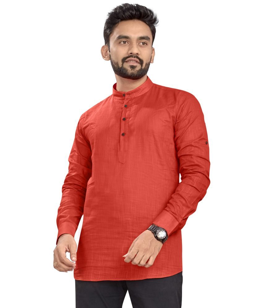     			allan peter Orange Cotton Men's Regular Kurta ( Pack of 1 )