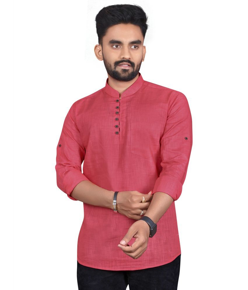     			allan peter Pink Cotton Men's Regular Kurta ( Pack of 1 )