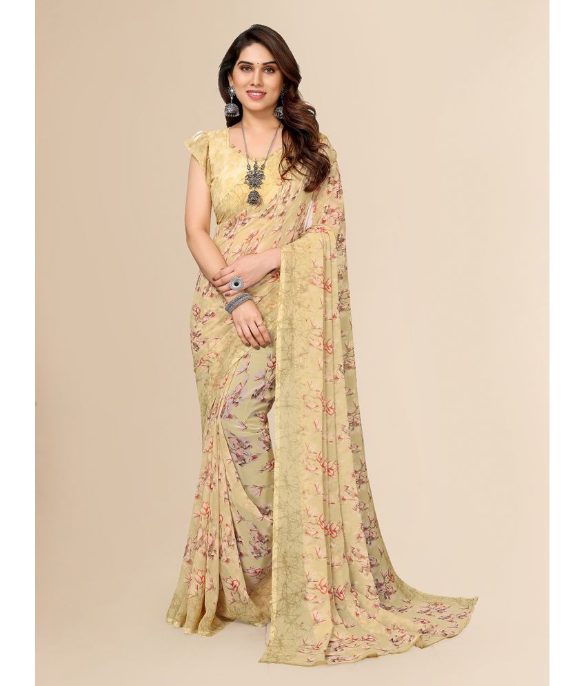     			ANAND SAREES Georgette Printed Saree With Blouse Piece - Beige ( Pack of 1 )