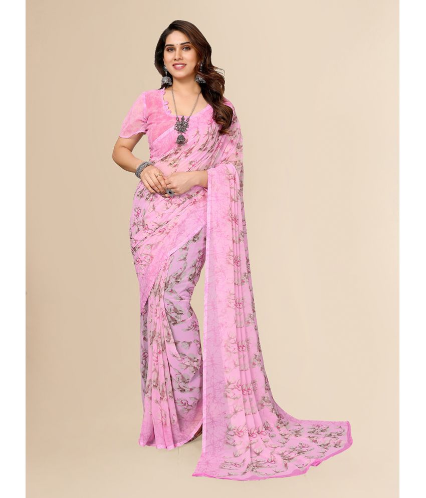    			ANAND SAREES Georgette Printed Saree With Blouse Piece - Pink ( Pack of 1 )