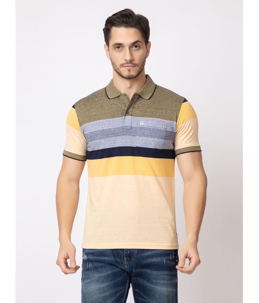     			ARIIX Cotton Blend Regular Fit Striped Half Sleeves Men's Polo T Shirt - Yellow ( Pack of 1 )