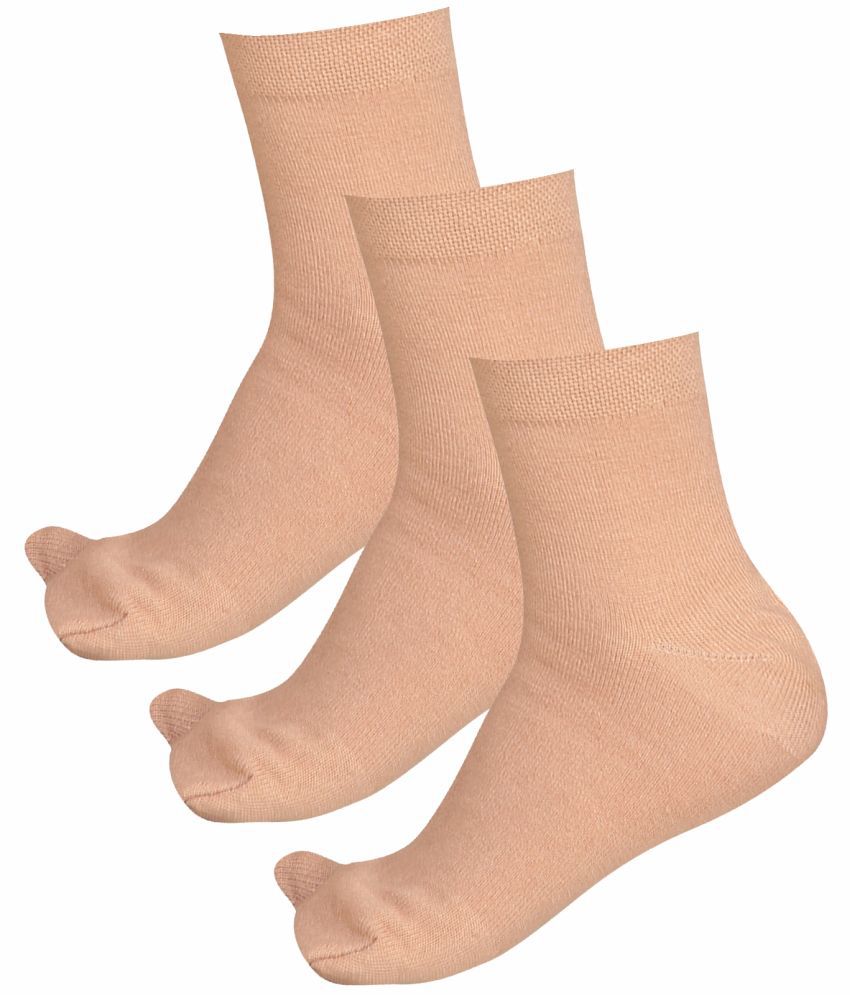     			Bodycare Beige Cotton Blend Women's Ankle Length Socks ( Pack of 3 )