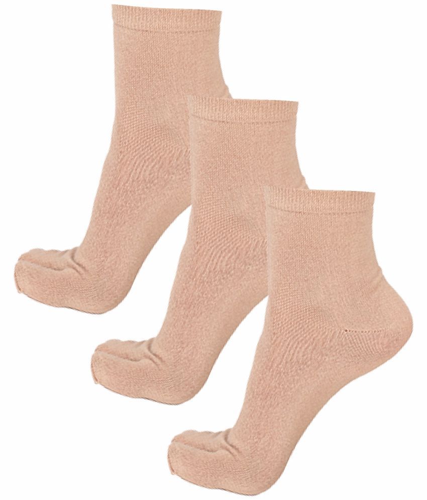     			Bodycare Beige Cotton Blend Women's Ankle Length Socks ( Pack of 3 )