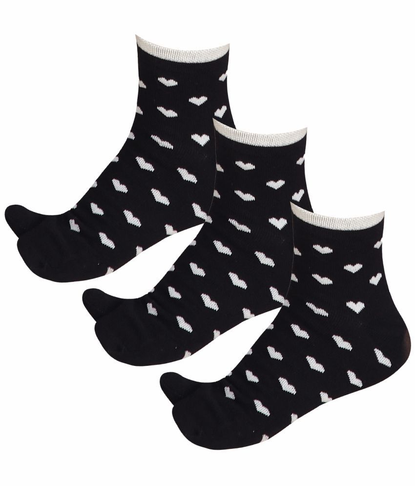     			Bodycare Black Cotton Blend Women's Ankle Length Socks ( Pack of 3 )