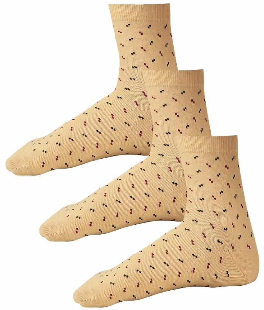     			Bodycare Cotton Blend Men's Printed Beige Ankle Length Socks ( Pack of 3 )