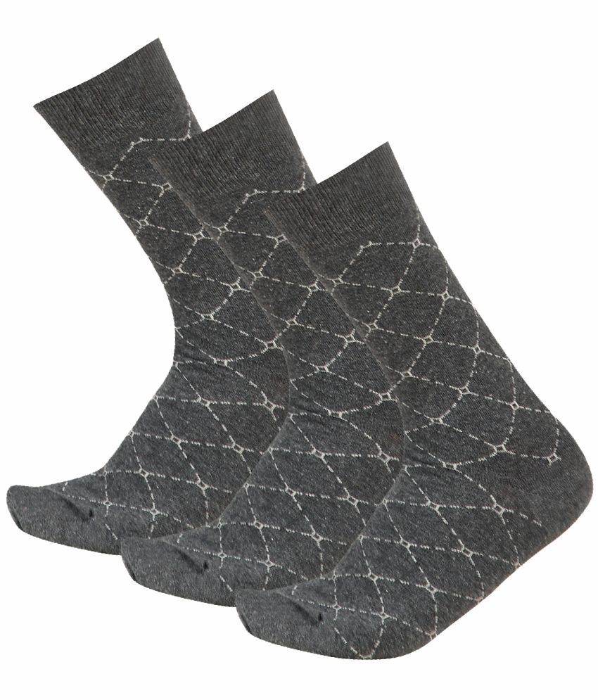     			Bodycare Cotton Blend Men's Checks Charcoal Mid Length Socks ( Pack of 3 )