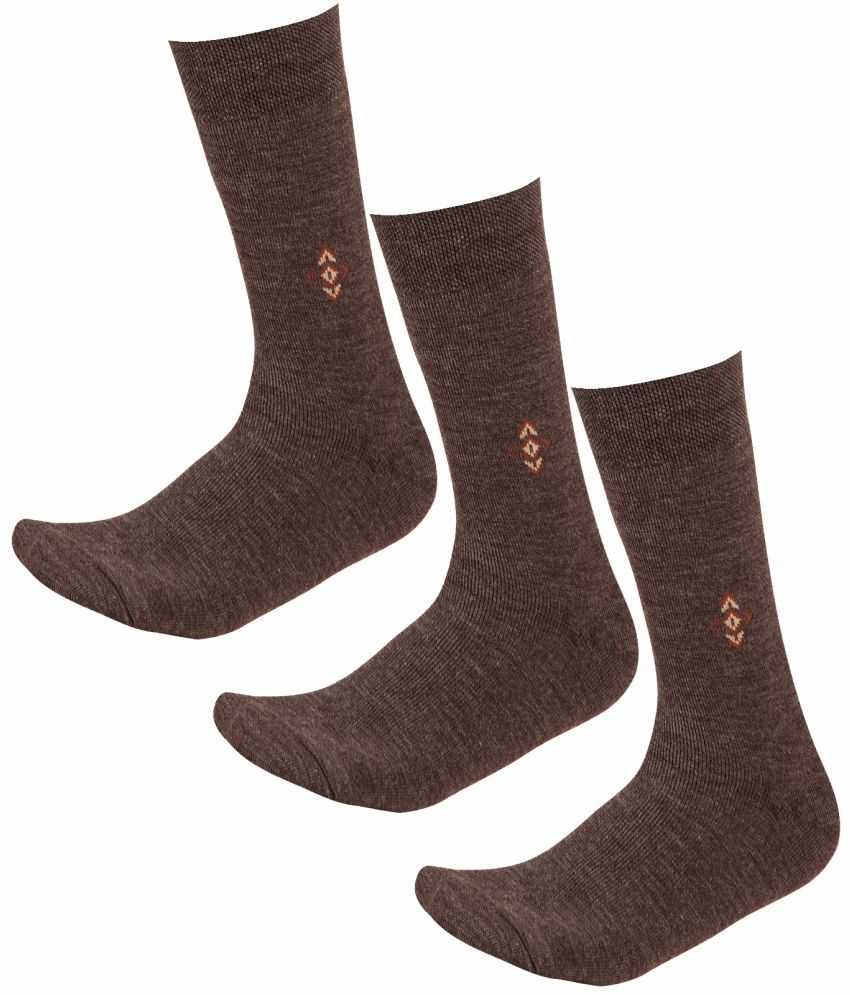     			Bodycare Cotton Blend Men's Printed Brown Mid Length Socks ( Pack of 3 )