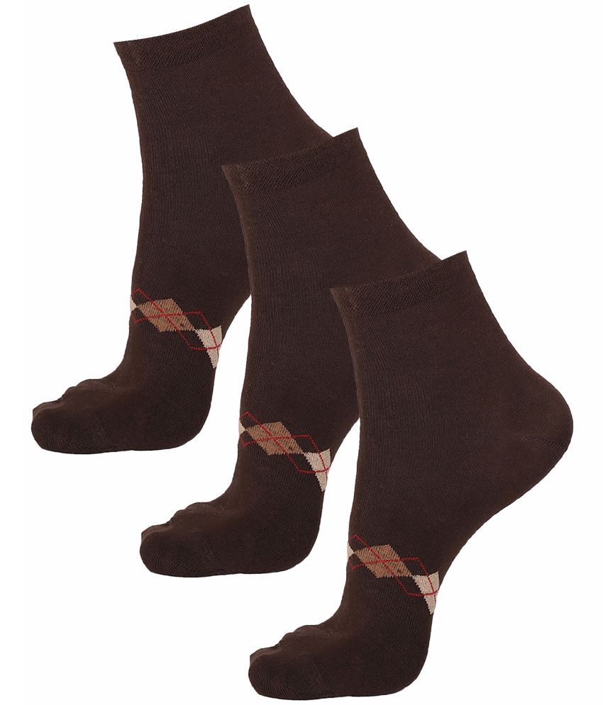     			Bodycare Cotton Blend Men's Printed Brown Ankle Length Socks ( Pack of 3 )