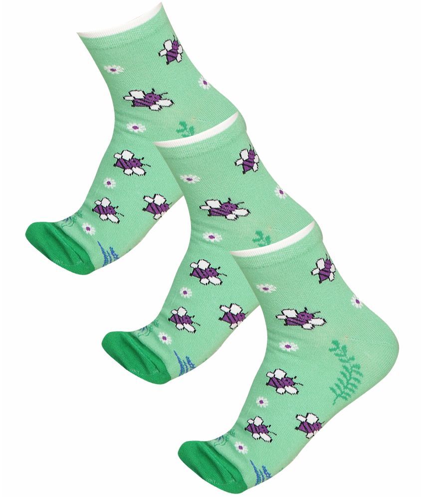     			Bodycare Green Cotton Blend Women's Ankle Length Socks ( Pack of 3 )