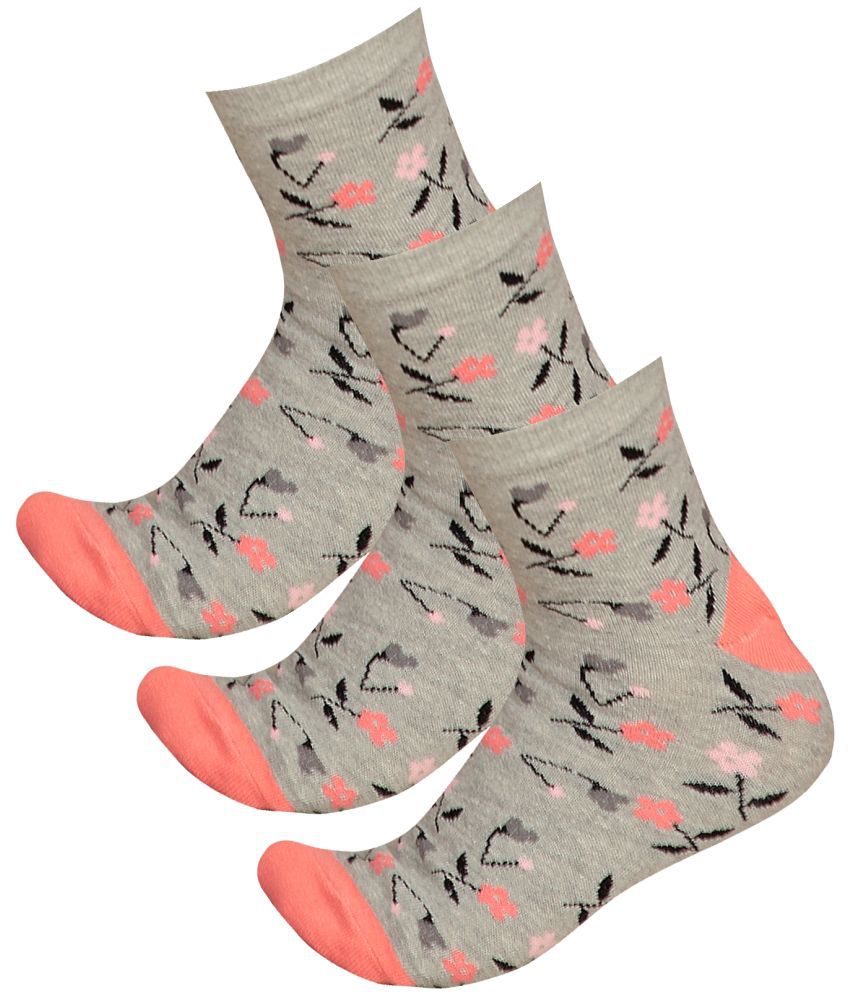     			Bodycare Grey Melange Cotton Blend Women's Ankle Length Socks ( Pack of 3 )