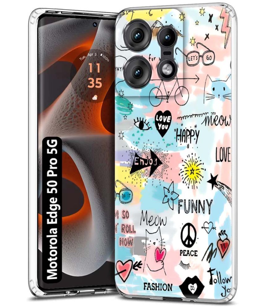     			Fashionury Multicolor Printed Back Cover Silicon Compatible For Motorola Edge 50 Pro 5G ( Pack of 1 )