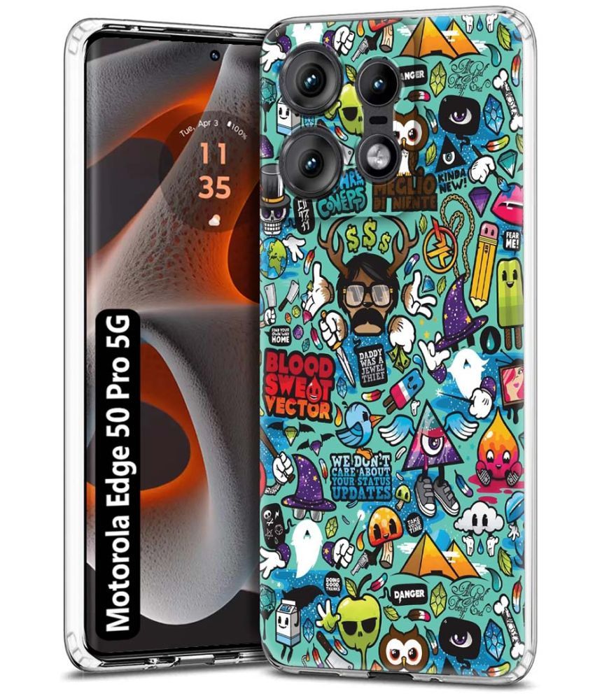     			Fashionury Multicolor Printed Back Cover Silicon Compatible For Motorola Edge 50 Pro 5G ( Pack of 1 )