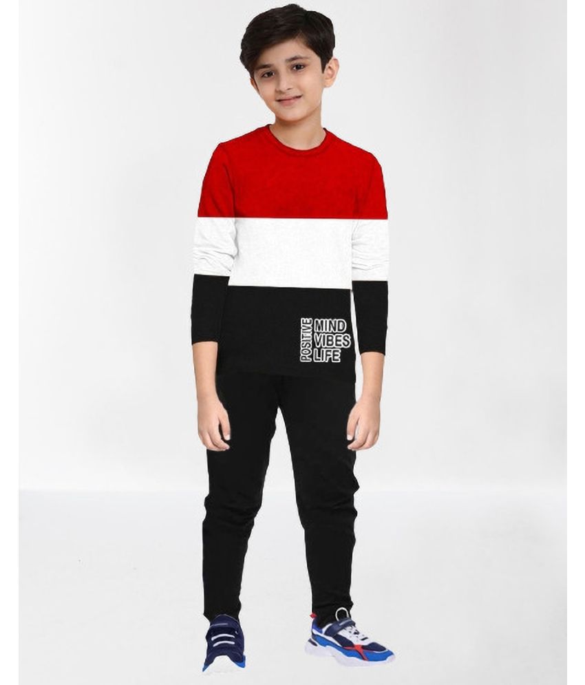     			Fastcolors Red Cotton Blend Boys T-Shirt & Trackpants ( Pack of 1 )