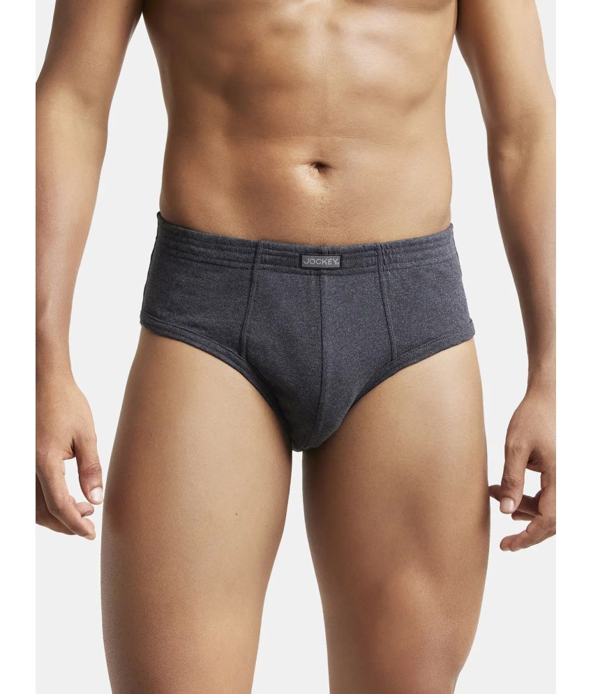     			Jockey 1009 Men Super Combed Cotton Rib Solid Brief - Black Melange