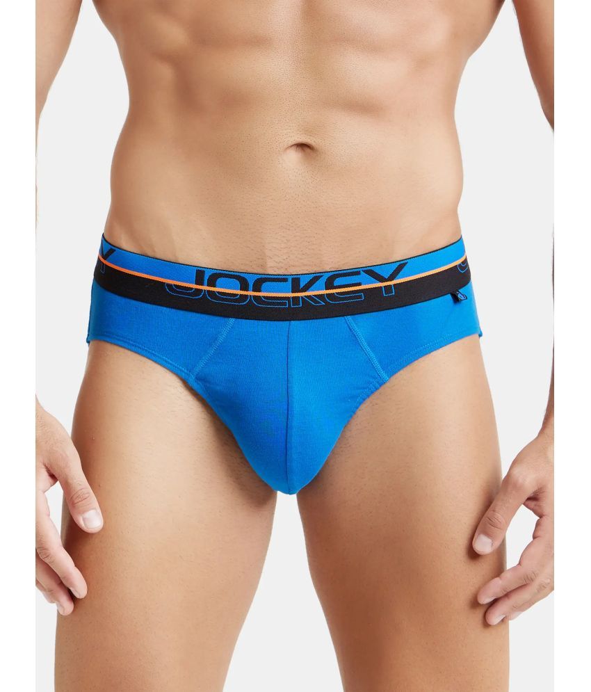     			Jockey FP02 Men Super Combed Cotton Rib Solid Brief with Ultrasoft Waistband - Rich Royal Blue