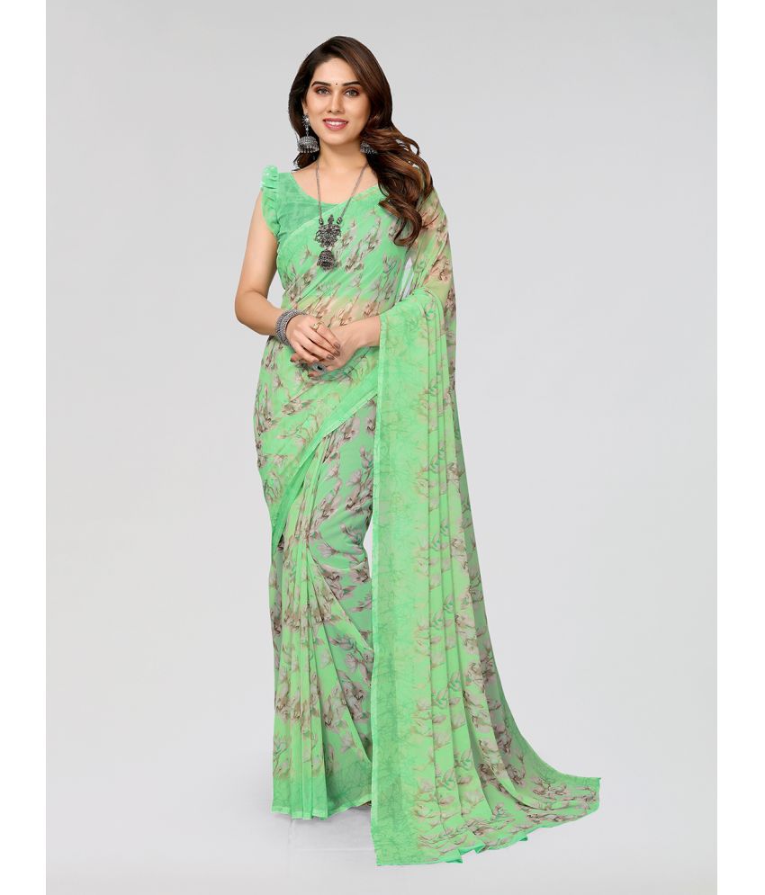     			Kashvi Sarees Georgette Printed Saree With Blouse Piece - Green ( Pack of 1 )