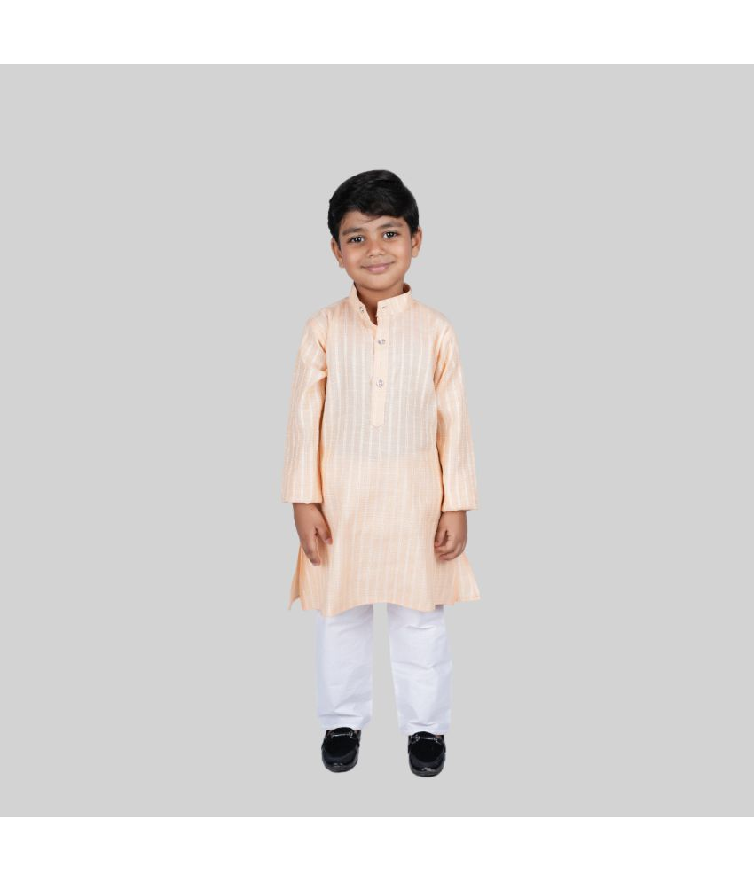     			Kidzee Kingdom Beige,White Cotton Blend Boys Kurta Sets ( Pack of 1 )