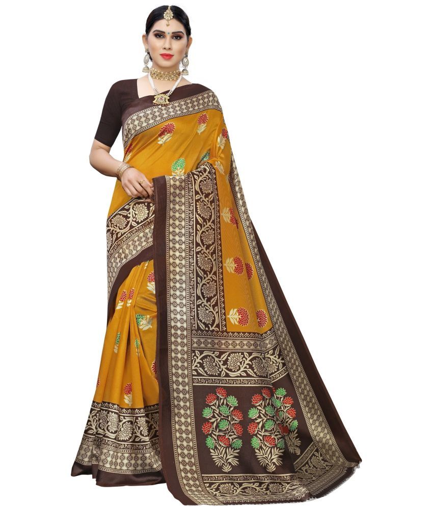     			Vkaran Cotton Silk Woven Saree With Blouse Piece - Mustard ( Pack of 1 )