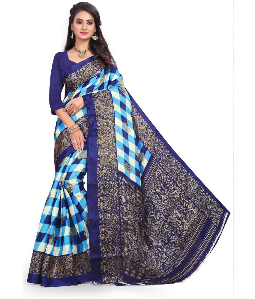     			Vkaran Cotton Silk Woven Saree With Blouse Piece - Blue ( Pack of 1 )