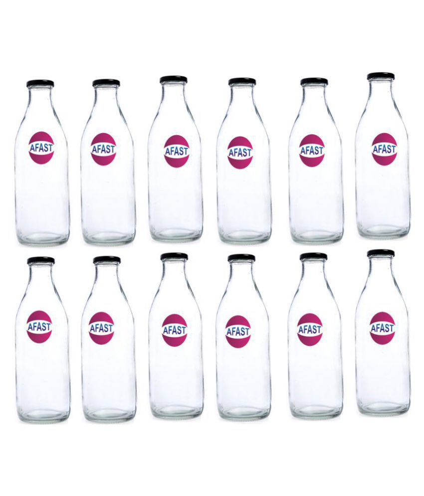     			AFAST 500MBottle-A12 White 500 mL Glass Water Bottle set of 12