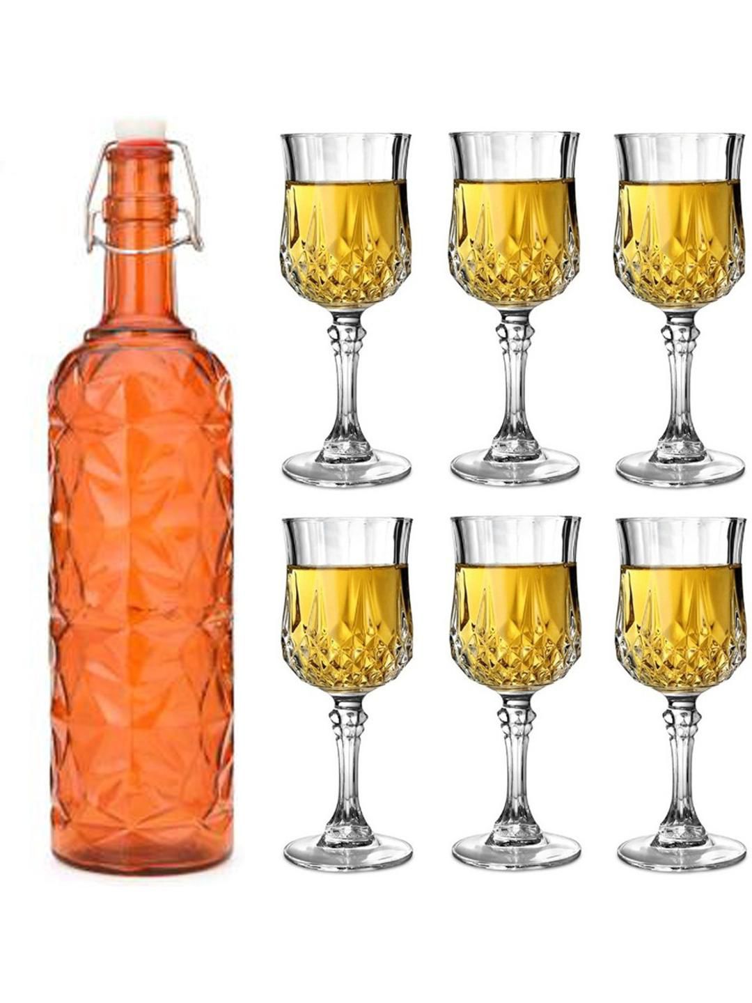     			AFAST Bottle Glass Set Orange Glass Water Bottle 100 mL ( Set of 7 )