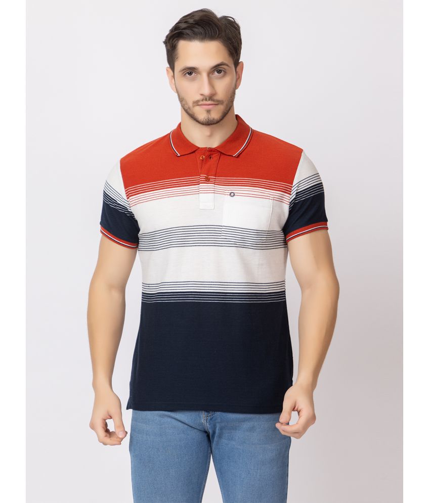     			ARIIX Cotton Blend Regular Fit Colorblock Half Sleeves Men's Polo T Shirt - Orange ( Pack of 1 )