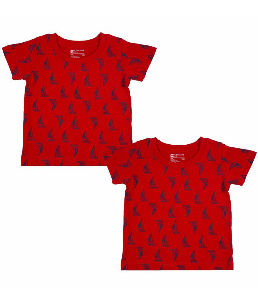     			Bodycare Red Cotton Blend Boy's T-Shirt ( Pack of 2 )