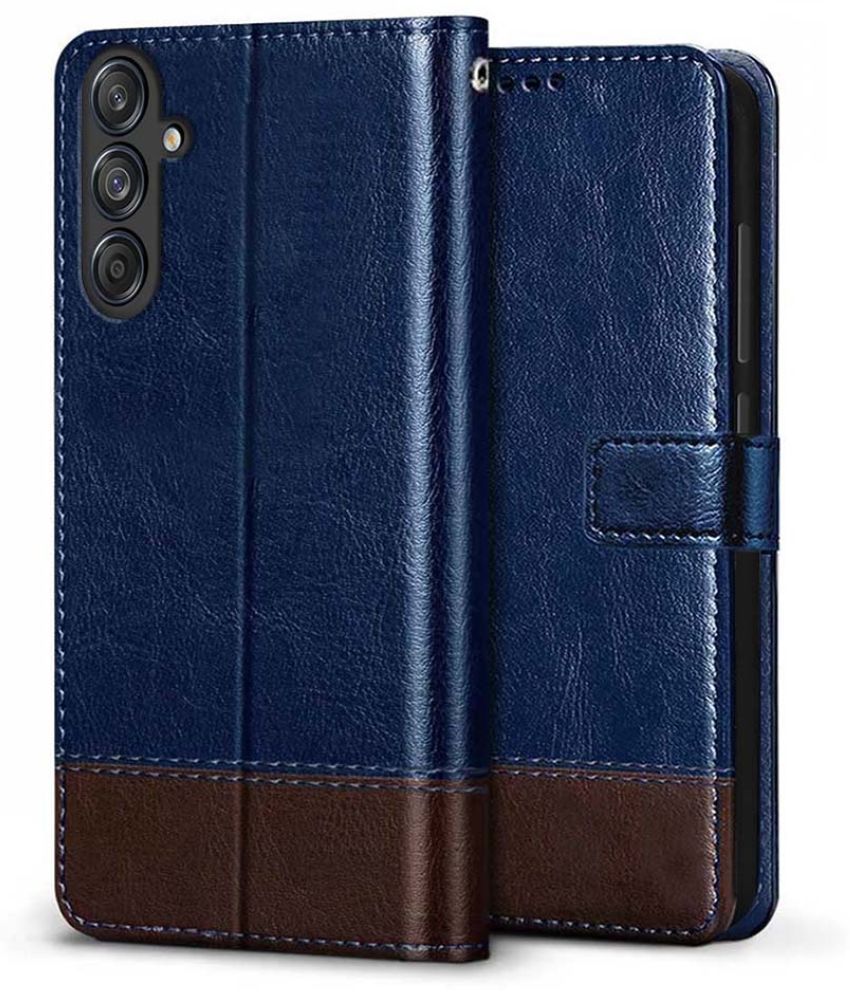     			Fashionury Blue Flip Cover Leather Compatible For Samsung Galaxy M55 5G ( Pack of 1 )