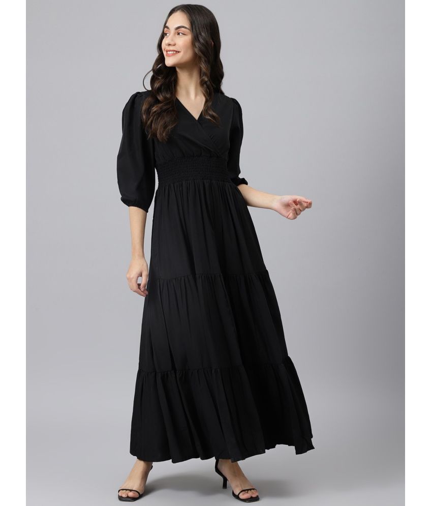     			Krunal Raiyani Polyester Solid Ankle Length Women's Gown - Black ( Pack of 1 )