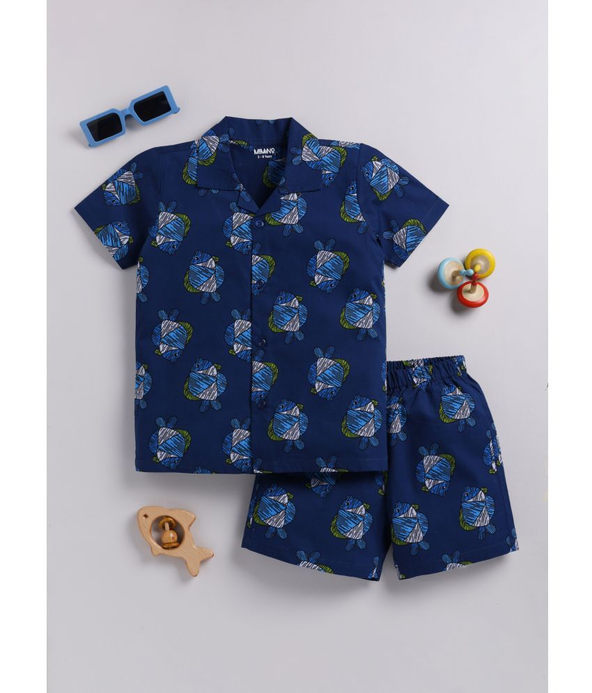     			MIMINO Blue Cotton Boys T-Shirt & Shorts ( Pack of 1 )