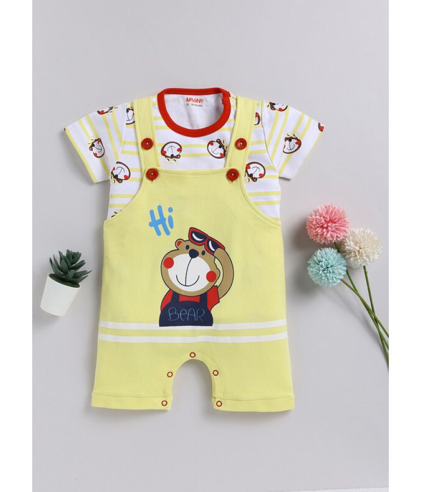     			MIMINO Yellow Cotton Baby Boy Jumpsuit ( Pack of 1 )
