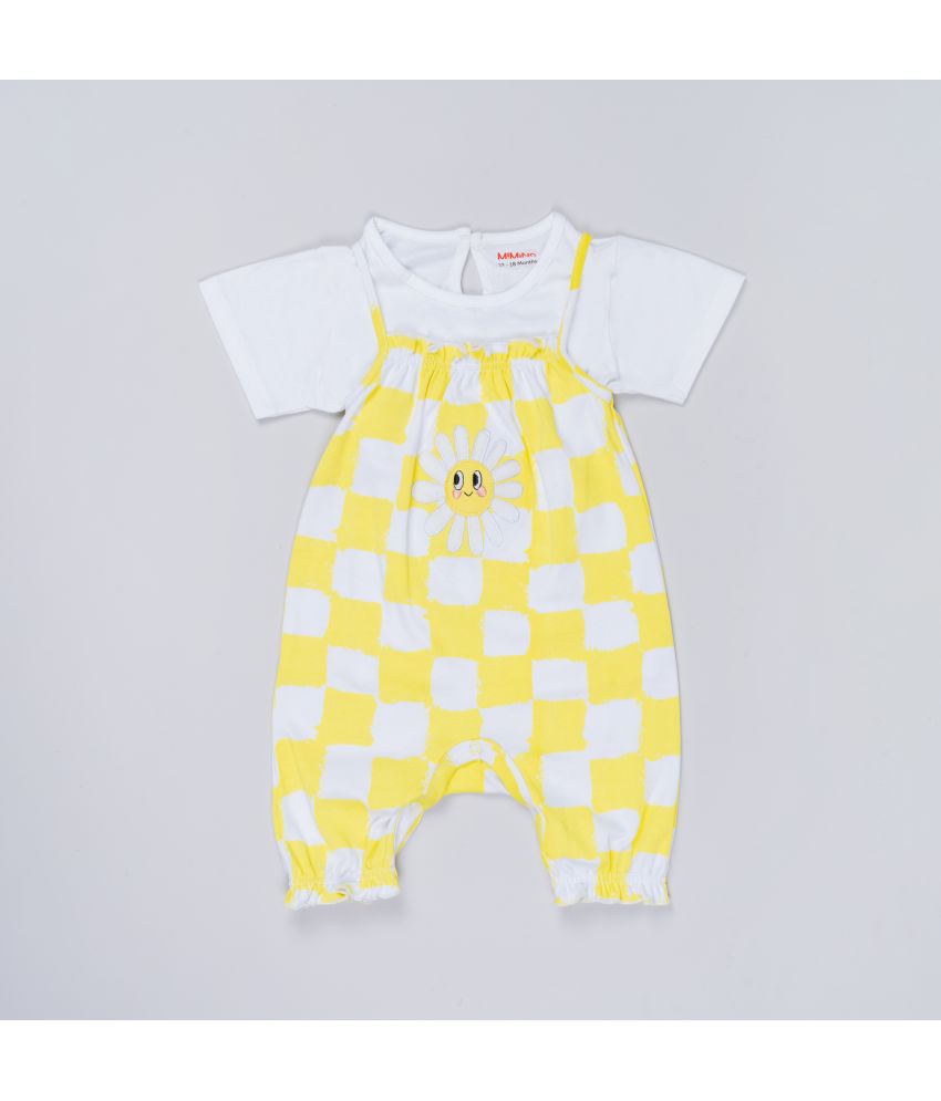     			MIMINO Yellow Cotton Baby Girl Jumpsuit ( Pack of 1 )
