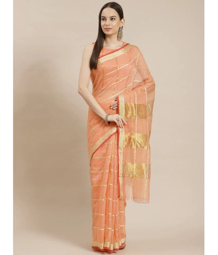     			MT Madhav Textiles Brasso Woven Saree With Blouse Piece - Peach ( Pack of 1 )