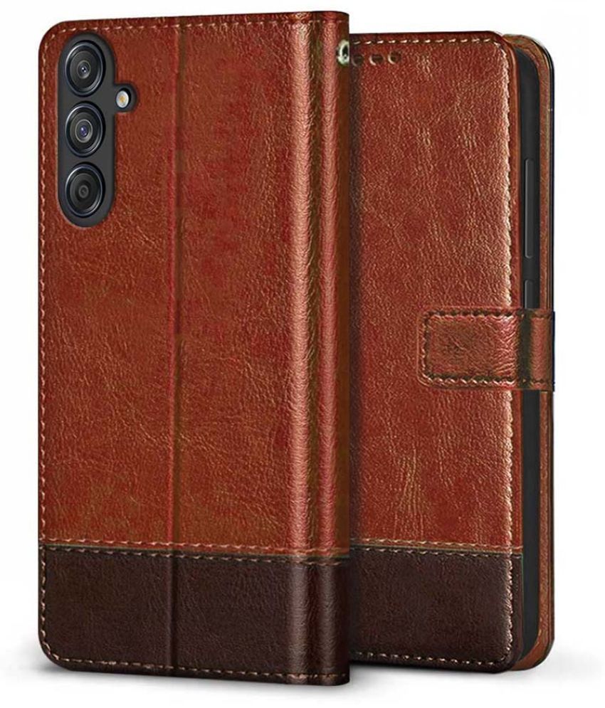     			NBOX Brown Flip Cover Leather Compatible For Samsung Galaxy M55 5G ( Pack of 1 )