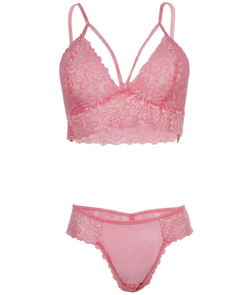     			Purble Pink Lace Women's Bra & Panty Set ( Pack of 1 )