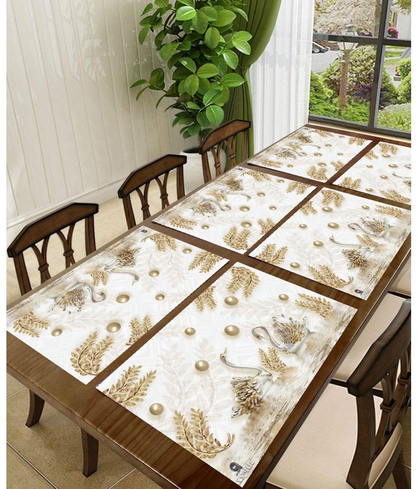     			Sanraksshan PVC Nature Rectangle Table Mats ( 40 cm x 32 cm ) Pack of 6 - Multi