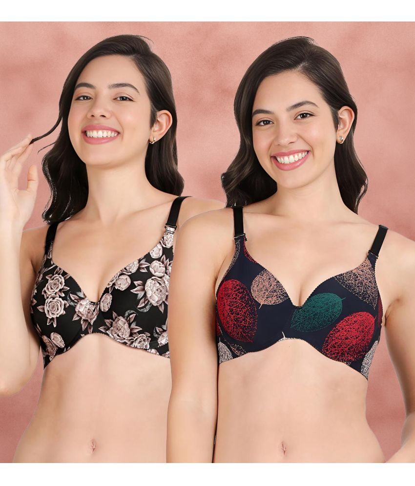     			Shyaway Pack of 2 Nylon Lightly Padded Women's Push Up Bra ( Multicolor ) shya-c2b-1554