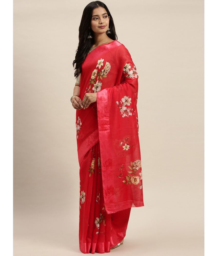     			Vaamsi Art Silk Printed Saree With Blouse Piece - Red ( Pack of 1 )
