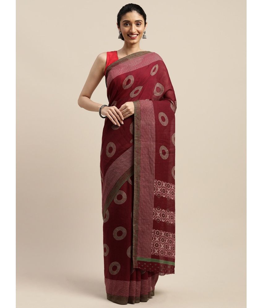     			Vaamsi Art Silk Printed Saree With Blouse Piece - Purple ( Pack of 1 )