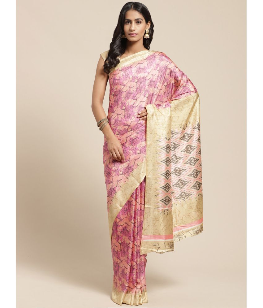     			Vaamsi Art Silk Printed Saree With Blouse Piece - Pink ( Pack of 1 )