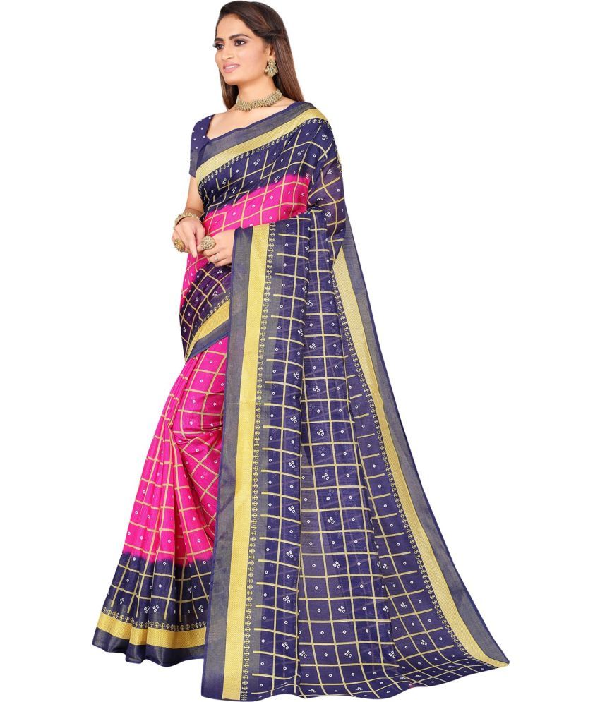     			Vkaran Cotton Silk Applique Saree Without Blouse Piece - Blue ( Pack of 1 )