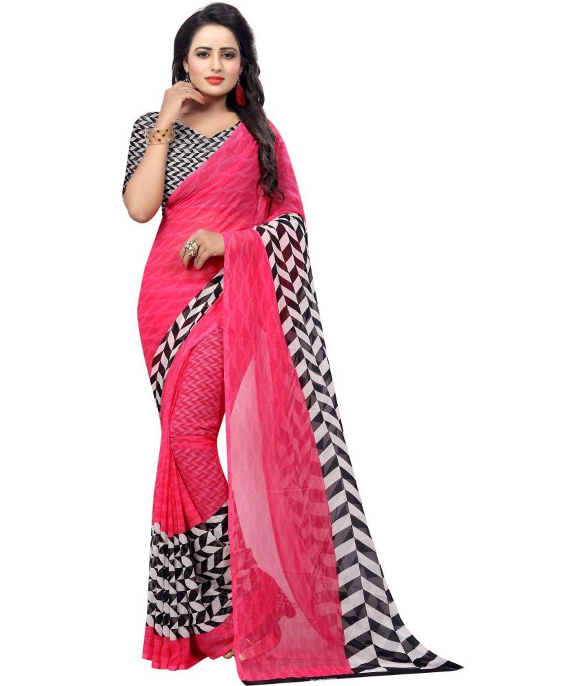     			Vkaran Cotton Silk Applique Saree Without Blouse Piece - Pink ( Pack of 1 )